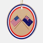 Amerikaanse en Nieuw-Zeelandse getijdenvlaggen Keramisch Ornament (Links)