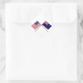 Amerikaanse en Nieuw-Zeelandse getijdenvlaggen Ronde Sticker (Tas)