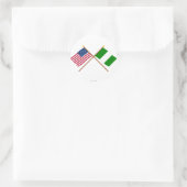 Amerikaanse en Nigeriaanse gekruiste vlaggen Ronde Sticker (Tas)