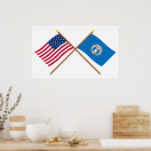 Amerikaanse en Noordelijke Marianas Crossed Flagas Poster (Keuken)