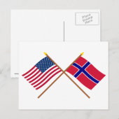 Amerikaanse en Noorse gekruiste vlaggen Briefkaart (Voorkant / Achterkant)