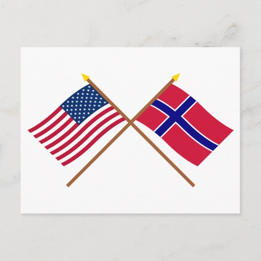 Amerikaanse en Noorse gekruiste vlaggen Briefkaart (Voorkant)