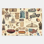 Amerikaanse  en nostalgische nationale symbolen, r inpakpapier vel (Voorkant)