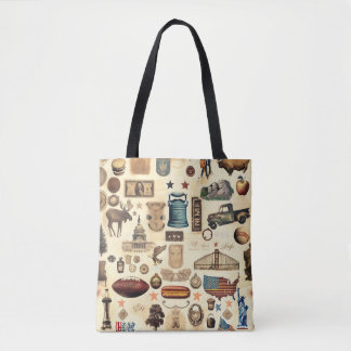 Amerikaanse  en nostalgische nationale symbolen, r tote bag
