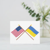 Amerikaanse en Oekraïense gekruiste vlaggen Briefkaart (Staand voorkant)