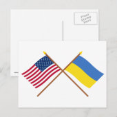 Amerikaanse en Oekraïense gekruiste vlaggen Briefkaart (Voorkant / Achterkant)
