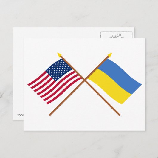 Amerikaanse en Oekraïense gekruiste vlaggen Briefkaart (Voorkant / Achterkant)