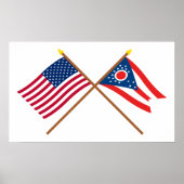 Amerikaanse en Ohio Crossed Flags Poster (Voorkant)