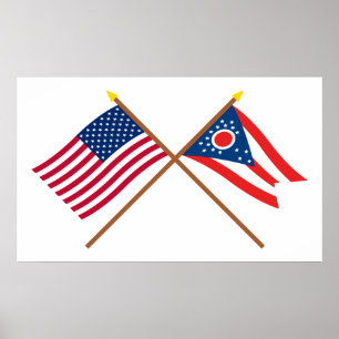 Amerikaanse en Ohio Crossed Flags Poster