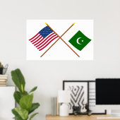 Amerikaanse en Pakistaanse gekruiste vlaggen Poster (Thuiskantoor)