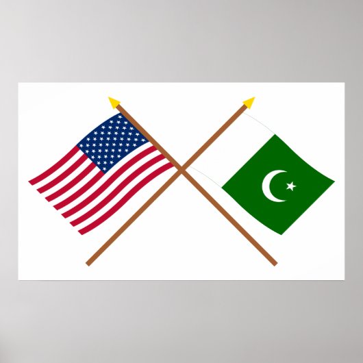 Amerikaanse en Pakistaanse gekruiste vlaggen Poster (Voorkant)
