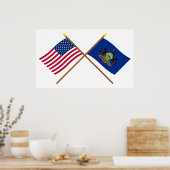 Amerikaanse en Pennsylvania Crossed Flags Poster (Keuken)