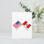 Amerikaanse en Peru Crossed-vlaggen Briefkaart (Staand voorkant)
