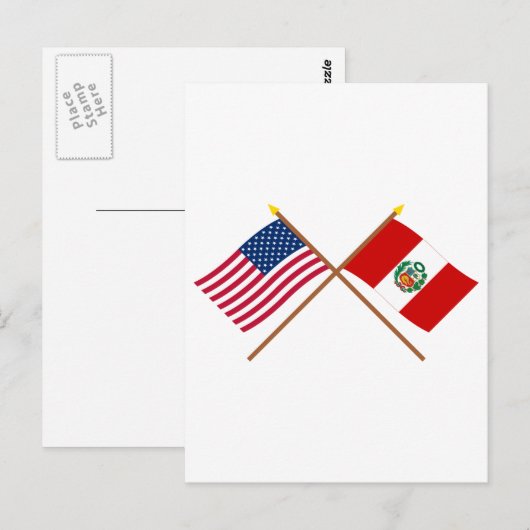 Amerikaanse en Peru Crossed-vlaggen Briefkaart (Voorkant / Achterkant)