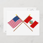 Amerikaanse en Peru Crossed-vlaggen Briefkaart (Voorkant / Achterkant)