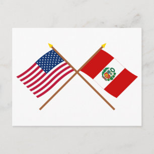 Amerikaanse en Peru Crossed-vlaggen Briefkaart