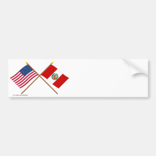 Amerikaanse en Peru Crossed-vlaggen Bumpersticker