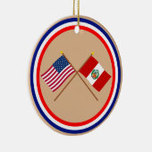 Amerikaanse en Peru Crossed-vlaggen Keramisch Ornament (Rechts)