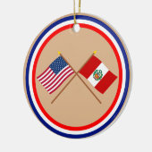 Amerikaanse en Peru Crossed-vlaggen Keramisch Ornament (Links)