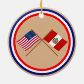 Amerikaanse en Peru Crossed-vlaggen Keramisch Ornament (Achterkant)