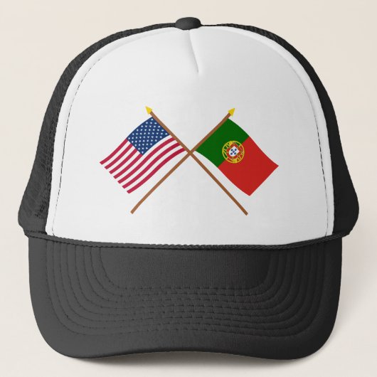Amerikaanse en Portugese Kroatische vlaggen Trucker Pet (Voorkant)