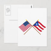 Amerikaanse en Puerto Rico Crossed Flags Briefkaart (Voorkant / Achterkant)