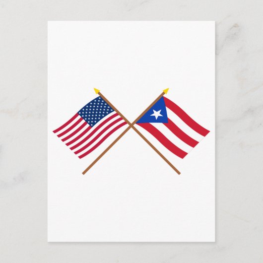 Amerikaanse en Puerto Rico Crossed Flags Briefkaart (Voorkant)
