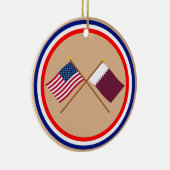 Amerikaanse en Qatar Crossed Flags Keramisch Ornament (Rechts)