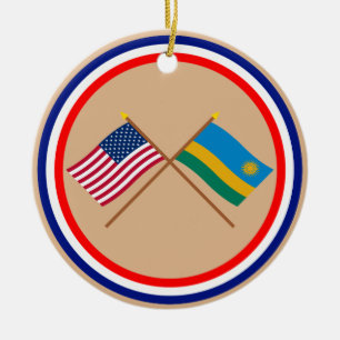 Amerikaanse en Rwanda-overzeese vlaggen Keramisch Ornament