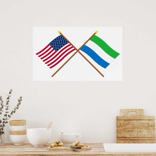 Amerikaanse en Sierra Leone gekruiste vlaggen Poster (Keuken)