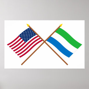 Amerikaanse en Sierra Leone gekruiste vlaggen Poster