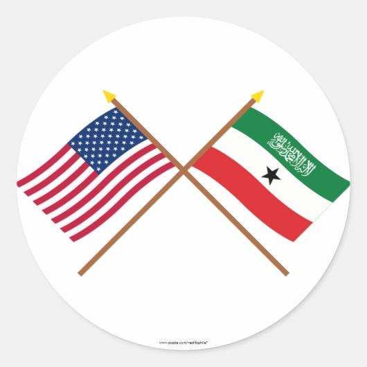 Amerikaanse en Somaliland Kroatische vlaggen Ronde Sticker (Voorkant)