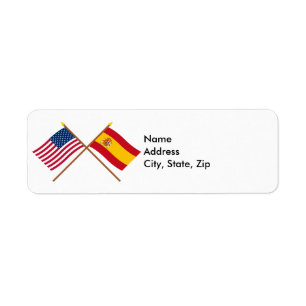 Amerikaanse en Spaanse gestevigde vlaggen Etiket
