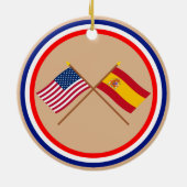 Amerikaanse en Spaanse gestevigde vlaggen Keramisch Ornament (Achterkant)