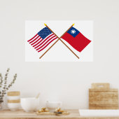 Amerikaanse en Taiwanese gekruiste vlaggen Poster (Keuken)
