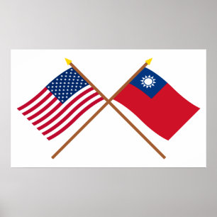 Amerikaanse en Taiwanese gekruiste vlaggen Poster