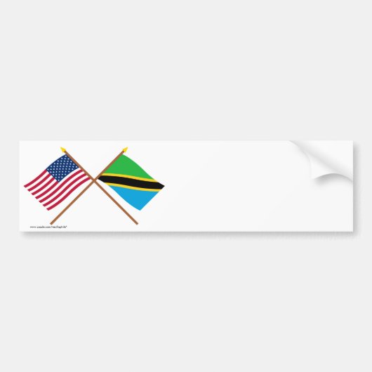 Amerikaanse en Tanzania gekruiste vlaggen Bumpersticker (Voorkant)