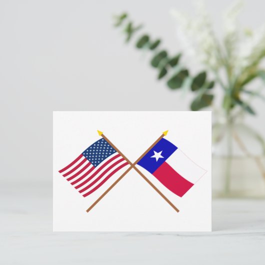 Amerikaanse en Texas Crossed Flags Briefkaart (Staand voorkant)