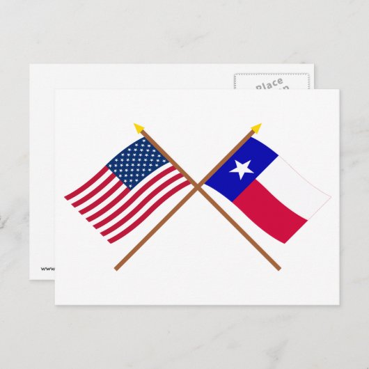 Amerikaanse en Texas Crossed Flags Briefkaart (Voorkant / Achterkant)