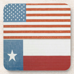 Amerikaanse en Texas Flag USA Red White en Blue Bier Onderzetter