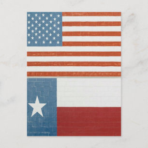 Amerikaanse en Texas Flag USA Red White en Blue Briefkaart