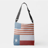 Amerikaanse en Texas Flag USA Red White en Blue Crossbody Tas (Voorkant)