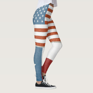 Amerikaanse en Texas Flag USA Red White en Blue Leggings