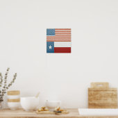 Amerikaanse en Texas Flag USA Red White en Blue Poster (Keuken)