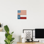 Amerikaanse en Texas Flag USA Red White en Blue Poster (Thuiskantoor)
