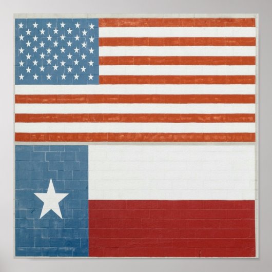 Amerikaanse en Texas Flag USA Red White en Blue Poster (Voorkant)
