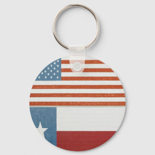 Amerikaanse en Texas Flag USA Red White en Blue Sleutelhanger