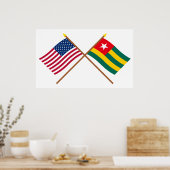 Amerikaanse en Togo Crossed Flags Poster (Keuken)