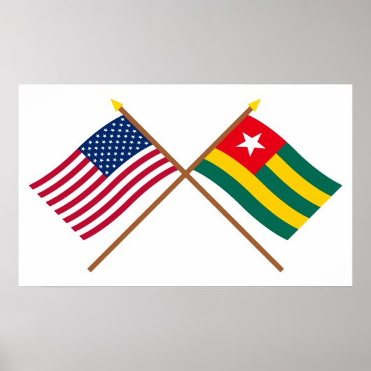 Amerikaanse en Togo Crossed Flags Poster (Voorkant)
