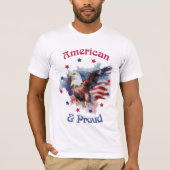 Amerikaanse en trotse adelaar en vlag t-shirt (Voorkant)